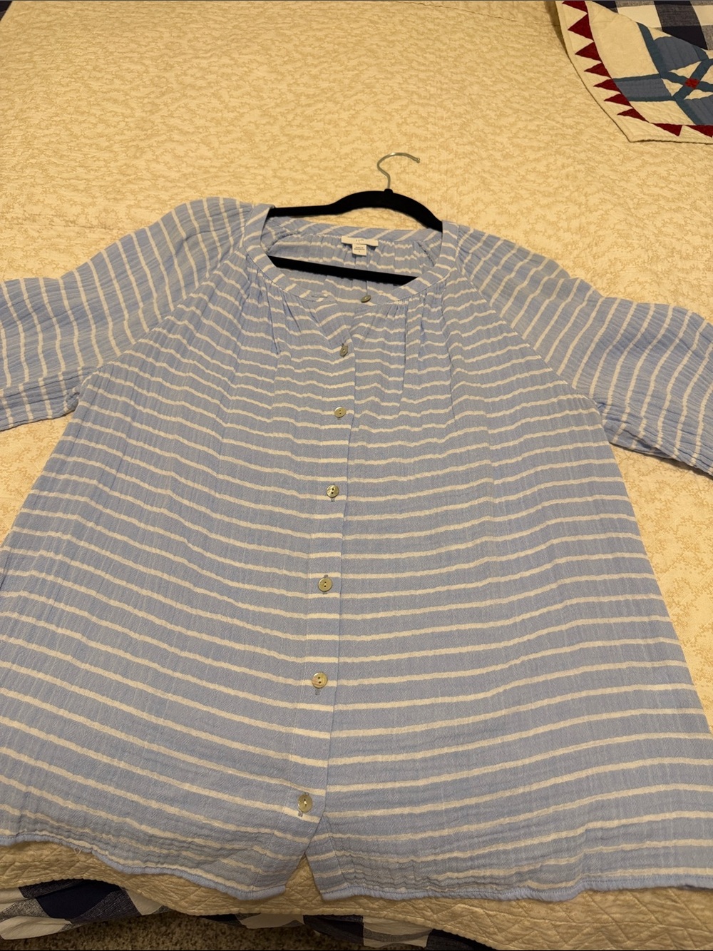 J. Jill Light Blue and White Striped Tunic
